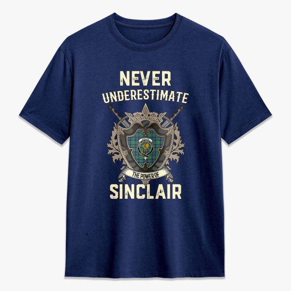 Sinclair Hunting Ancient Tartan Crest 2D T-shirt - Never Underestimate Style For Sale - Image 3