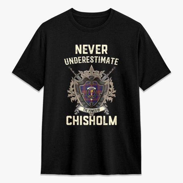 Chisholm Hunting Modern Tartan Crest 2D T-shirt - Never Underestimate Style Cheap