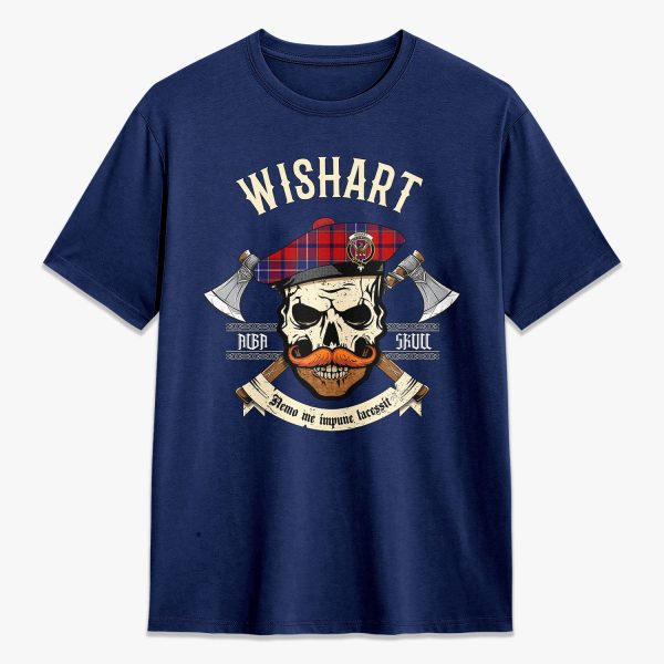 Wishart Dress Tartan Crest 2D T-shirt - Alba Skull Style on Sale - Image 3