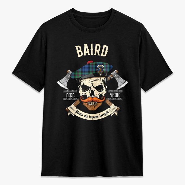 Baird Ancient Tartan Crest 2D T-shirt - Alba Skull Style Discount