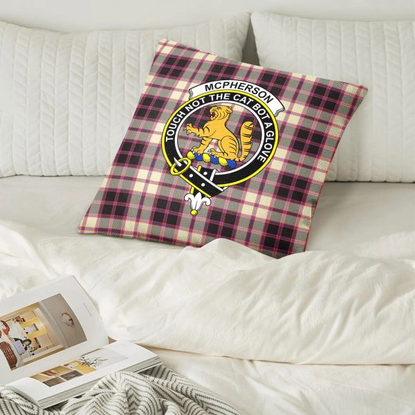 McPherson Hunting Ancient Tartan Crest Pillow Cover Online now - Image 2