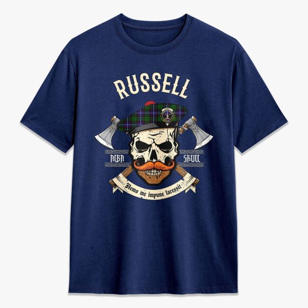 Russell Modern Tartan Crest 2D T-shirt - Alba Skull Style Online Hot Sale - Image 3