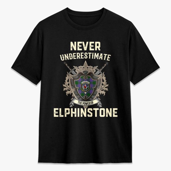 Elphinstone Tartan Crest 2D T-shirt - Never Underestimate Style Discount
