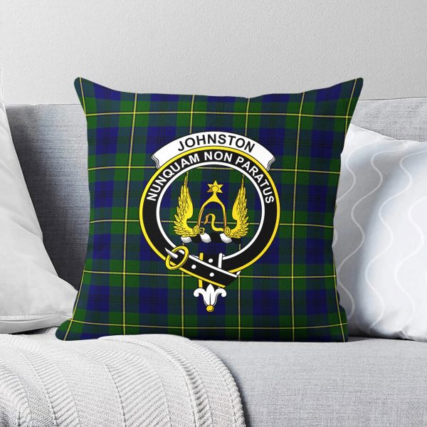 Johnston Modern Tartan Crest Pillow Cover For Sale