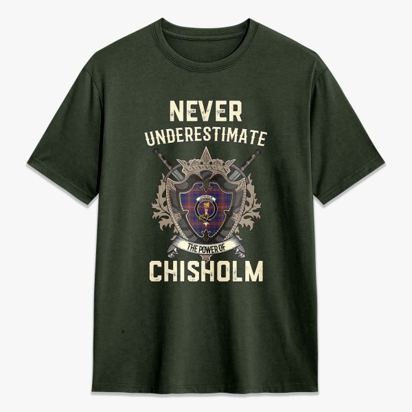 Chisholm Hunting Modern Tartan Crest 2D T-shirt - Never Underestimate Style Cheap - Image 5