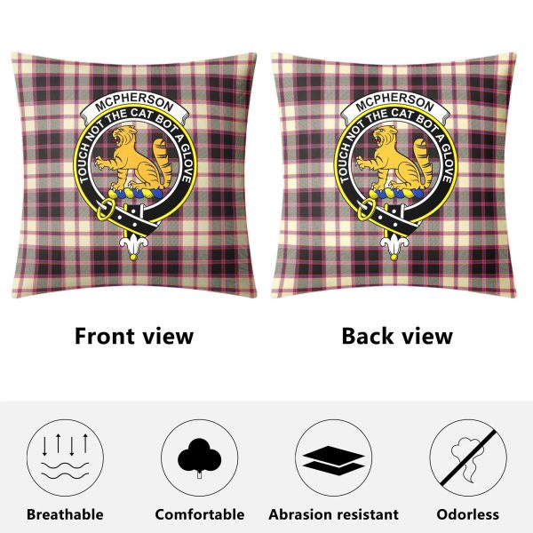 McPherson Hunting Ancient Tartan Crest Pillow Cover Online now - Image 4
