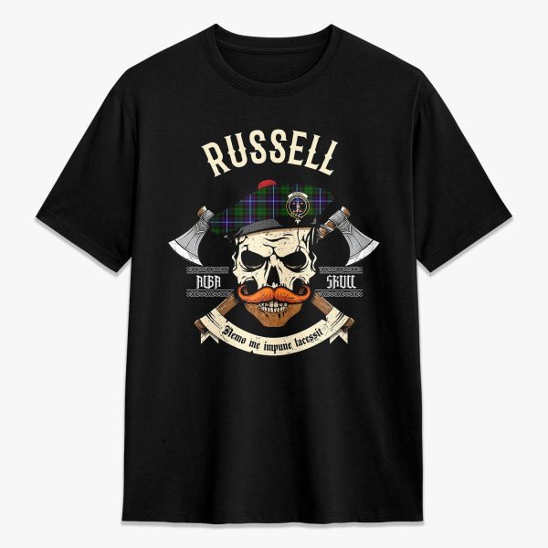 Russell Modern Tartan Crest 2D T-shirt - Alba Skull Style Online Hot Sale