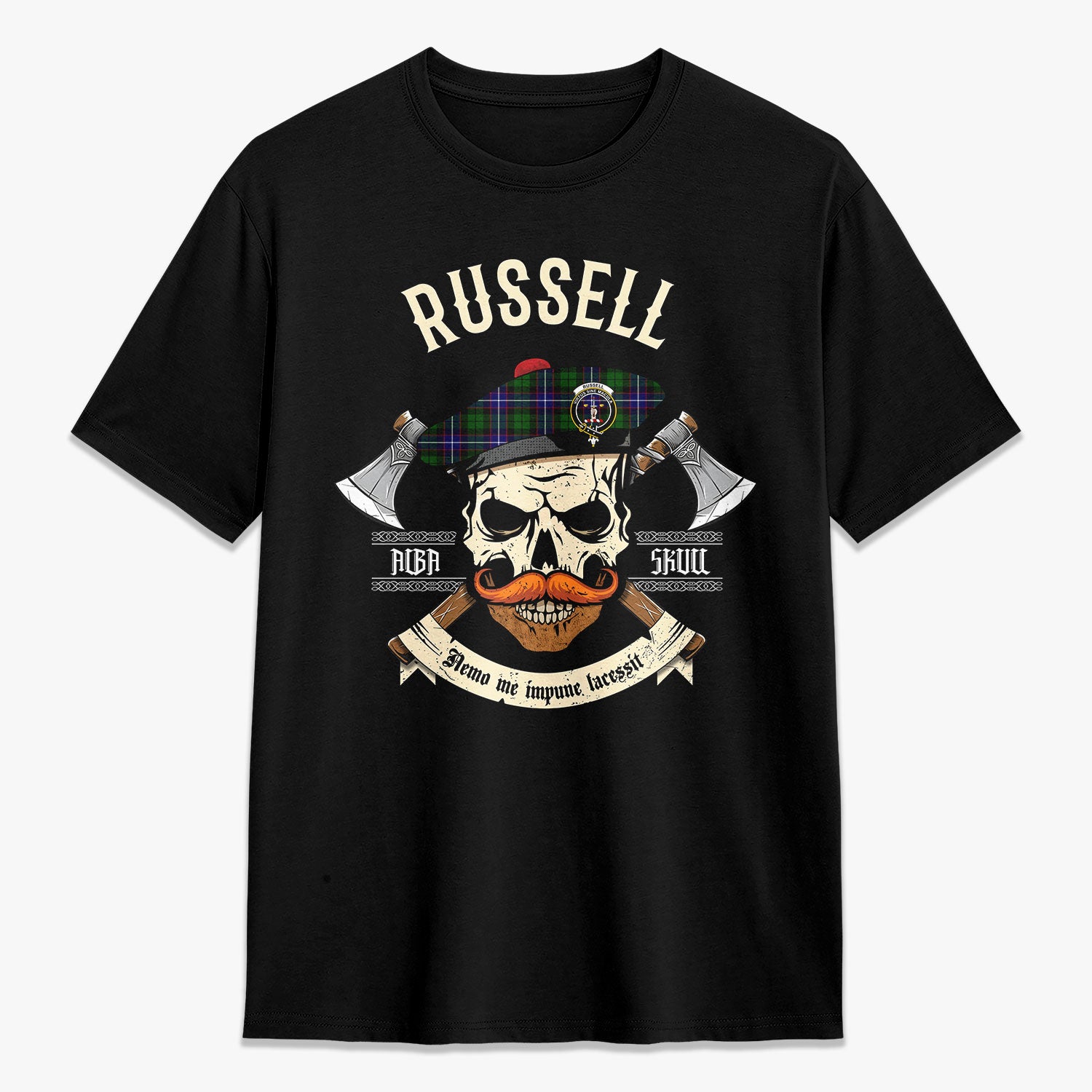 Russell Modern Tartan Crest 2D T-shirt – Alba Skull Style Online Hot Sale