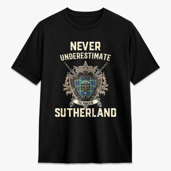 Sutherland Old Ancient Tartan Crest 2D T-shirt - Never Underestimate Style Online now