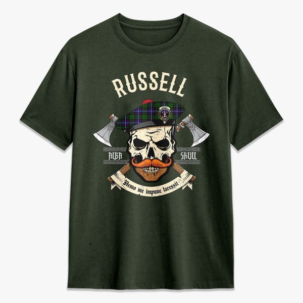 Russell Modern Tartan Crest 2D T-shirt - Alba Skull Style Online Hot Sale - Image 5