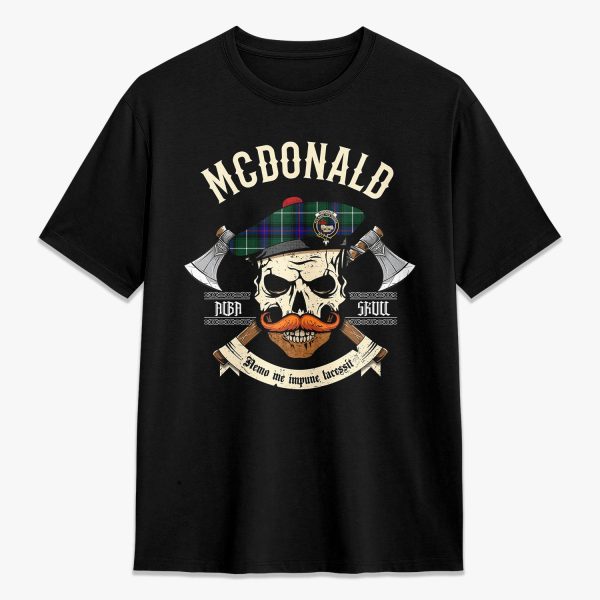 McDonald of the Isles Hunting Modern Tartan Crest 2D T-shirt - Alba Skull Style For Cheap