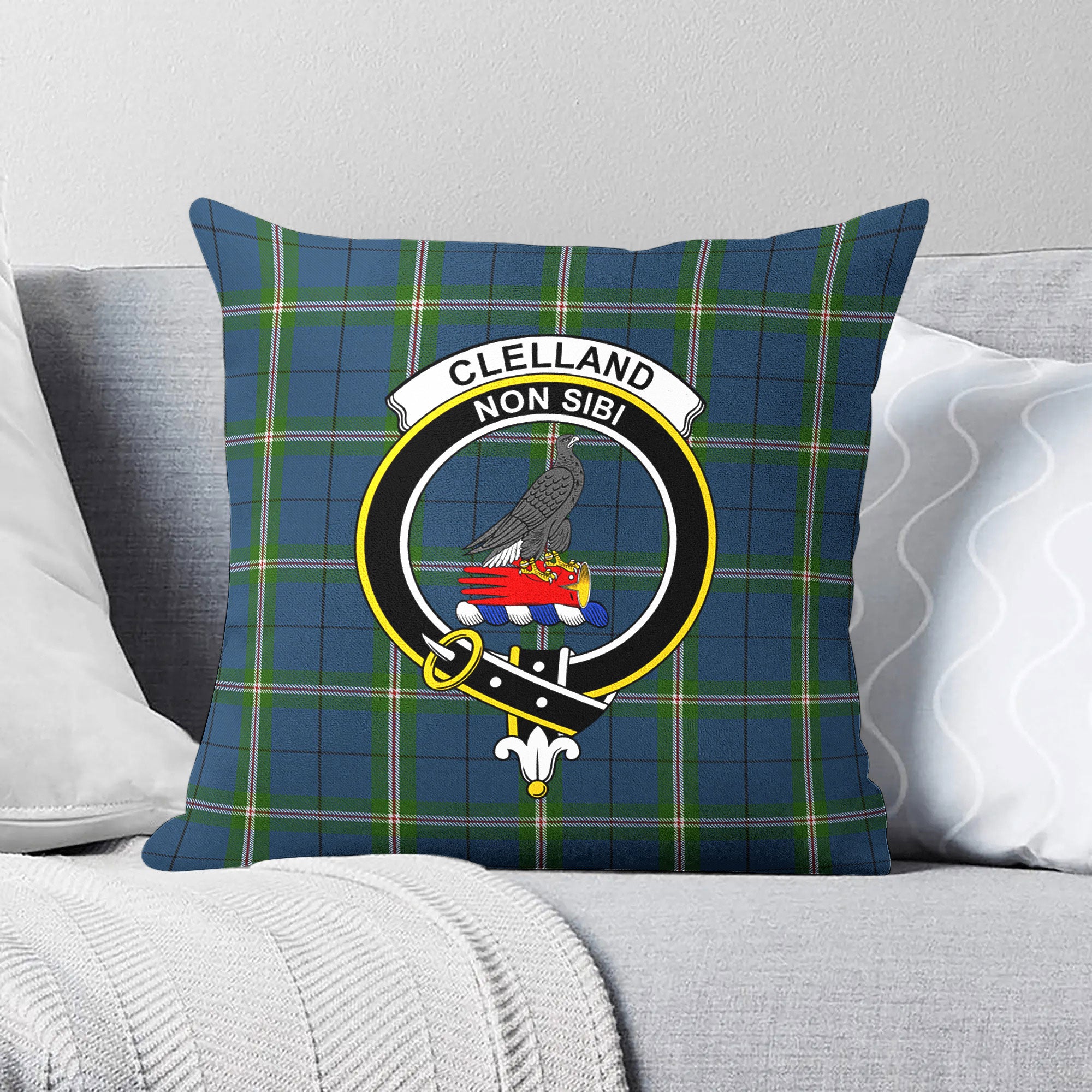 Clelland Tartan Crest Pillow Cover Online now
