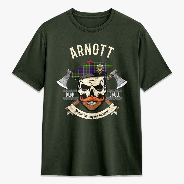 Arnott Tartan Crest 2D T-shirt - Alba Skull Style Sale - Image 5