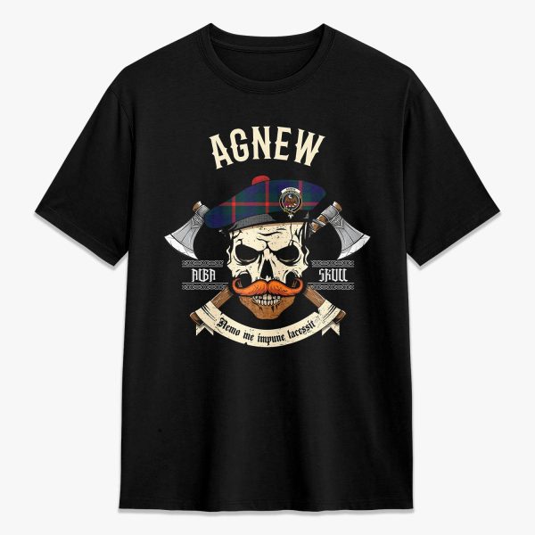 Agnew Modern Tartan Crest 2D T-shirt - Alba Skull Style Online Sale