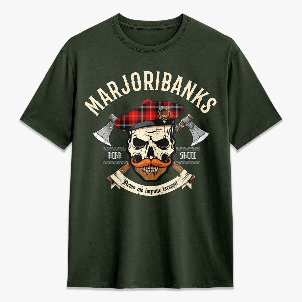 Marjoribanks Tartan Crest 2D T-shirt - Alba Skull Style For Cheap - Image 5