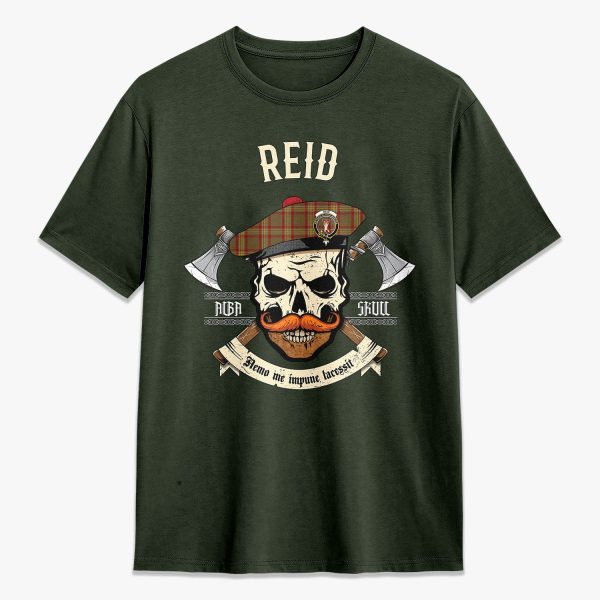 Reid Ancient Tartan Crest 2D T-shirt - Alba Skull Style Cheap - Image 5