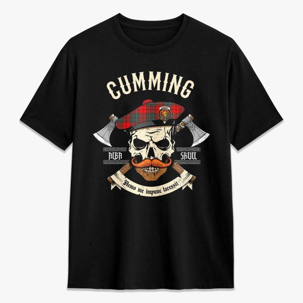 Cumming Modern Tartan Crest 2D T-shirt - Alba Skull Style Online