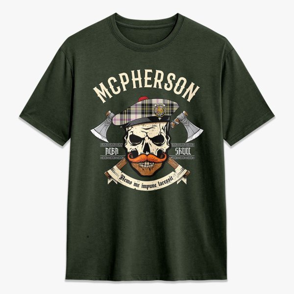 McPherson Dress Ancient Tartan Crest 2D T-shirt - Alba Skull Style Online - Image 5