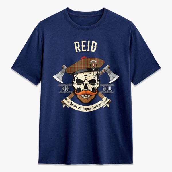 Reid Ancient Tartan Crest 2D T-shirt - Alba Skull Style Cheap - Image 3